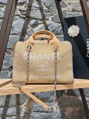 Chanel 2022 Beige Deauville Bowling Two Way Bag